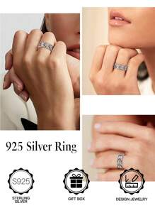 1 pieza Anillo de plata de ley S925 con diseño de nudo celta en forma de corazón, que simboliza el amor eterno, apto para uso diario, Día de San Valentín, Día de la Madre, festival de música, regalo de cumpleaños, viene con caja de regalo