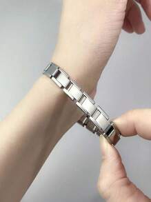 1PC Gold Plated 18k Stainless Steel Elastic Bracelet, Can Be Freely Matched With Patchwork Men's Bracelet. Suitable For Daily Wear