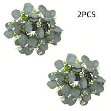1/2pcs Artificial Plastic Eucalyptus Wreath, Suitable For Farmhouse Holidays, Celebrations, Parties, Home Porch, Christmas, Halloween, Spring Festival Decoration. The Small Wreath Can Be Used Indoor Or Outdoor, Hang Above Fireplace, Front Door Or Living Room Wall.