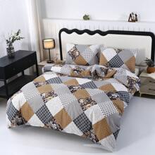 3pcs Printed Brushed Duvet Cover Set [Duvet Cover + 2 Pillowcases], No Sheet, No Filler, Popular Diagonal Striped, New Floral Design, Soft & Comfortable Material, Suitable For Bedroom, Hotel, Dorm, Apartment