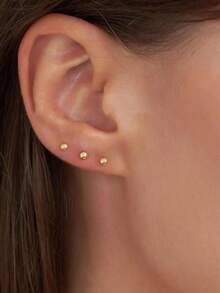 3 pares de pequeños pendientes de bola de acero inoxidable para mujeres y hombres, conjunto de pendientes de cartílago, trágus y daith de moda para múltiples perforaciones - Oro-2# - Ver 4