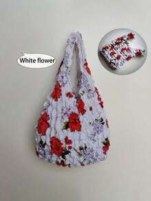 1pc Women's Expandable Magic Tote Bag, Large Capacity Reusable Shopping Bag, Multi-Color Options, Foldable, Travel Essential, Pineapple Design, Crinkle Bubble Bag, Suitable For Travel, Camping, Outdoor, Beach, Summer Vacation, Back To School Season - Multicolor - View 11