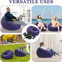 Bean Bag Chairs For Adults Kids Inflatable Chairs With Electric Air Pump Blow Up Chair Inflatable Lazy Sofa Folding Portable Inflatable Chair For Living Room Bedroom(Red) - Blue - View 5