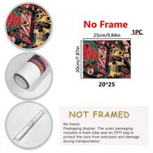 1 pieza Póster de lienzo con ilustración de arte de calavera de dibujos animados con ojos sin marco - Arte moderno retro mural, muy adecuado para decoración de dormitorio, oficina, sala de estar, hogar y dormitorio