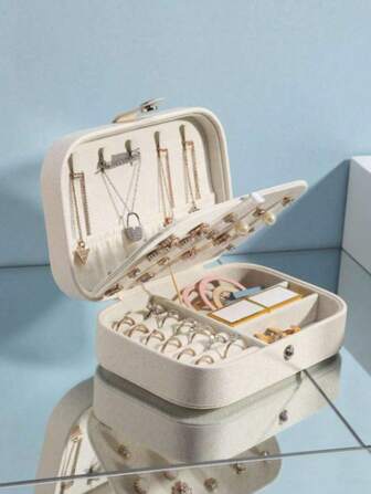 1个PU皮革首饰盒，多功能收纳盒，便携式旅行首饰盒，可拆卸首饰盒，戒指盒，桌面首饰架，手表托盘，吊坠盒，耳环盒，手链项链盒，多功能首饰耳环戒指收纳袋，化妆包，化妆品收纳盒，洗漱包，桌面收纳盒，化妆包，化妆收纳袋，化妆品整理盒，化妆包，化妆袋，首饰盒，收纳袋，化妆刷架，化妆刷架，香水收纳盒，收纳袋，女士礼物，圣诞礼物，女士礼物创意