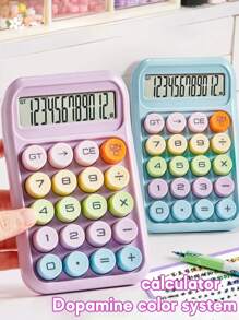 1pc Dopamine Color Series Calculator, Large Buttons, Desktop Calculator, 12-Digit Display Screen, Desktop Calculator, ABS Shockproof Material. Cute Calculator, Suitable For Teachers, Students, Office,School Supplies,Back To School