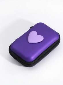 1 pieza Bolsa de almacenamiento portátil con forma de corazón de material EVA, adecuada para organizar cables/auriculares/cargadores/pequeños accesorios digitales/monedas