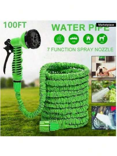Expandable Magic Hose With 7 Spray Modes, Water Gun And High Pressure Car Wash - Perfect For Garden Hose, Lawn And Outdoor Cleaning Needs, Modern Minimalist Design, Ideal For Dog Bathing And Outdoor Cleaning, Essential Pet Grooming Product | Adjustable Nozzle