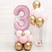 23pcs/Set Blue Pink Crown Number 1 To 9 Balloons Upright 1st Birthday Party Decorations Baby Shower Balloon