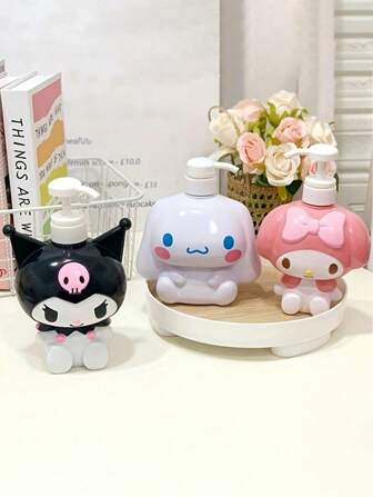 Sanrio 1 stuk Kuromi My Melody dispenserfles Cinnamoroll 3D-vormige shampoo- en douchegeldispenser met grote capaciteit, cartoonfiguur, badaccessoires voor kawaii-decoratie (sommige onderdelen kunnen willekeurig zijn)