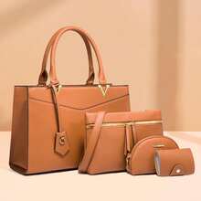 New Arrival European & American Fashion Women's Bag | Cross-Border Handheld Large Capacity 4-Piece Set | Mother-Daughter Crossbody Tote With Medium Bags - Khaki - View 7