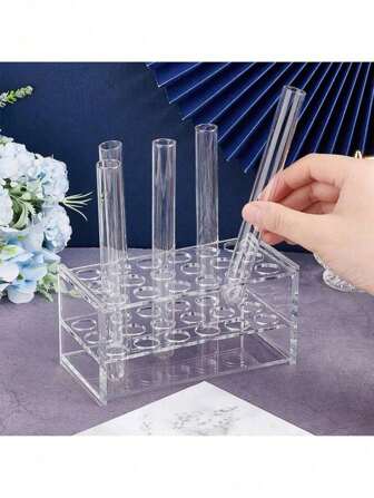 1 stuk acryl reageerbuisrek met 12/18 sleuven - kristalheldere laboratoriumstandaard met antislipbasis en universele gaten van 16 mm, onbreekbaar ontwerp - voor chemische laboratoria, parfumdisplays, doe-het-zelf-wetenschappelijke projecten - houder voor centrifugebuizen - benodigdheden voor laboratoriumorganisatie - transparante displaystandaard - STEM-onderwijshulpmiddelen - organizer voor schoonheidsproducten, schoolbenodigdheden, terug naar school