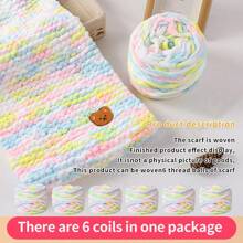 6 écheveaux de laine + 1 accessoire ours Écharpe faite main DIY Laine chenille avec petit ours, laine épaisse en pack, cadeau pour lui/elle