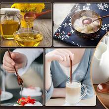 8PCS Long Handle Wooden Coffee Spoons, 20cm/7.87inch Wooden Stirring Spoons, Elegant Wooden Teaspoons For Honey, Organic Small Wooden Spoons For Eating Dessert, Juice, Milk & Tea - 棕色 - 查看 4