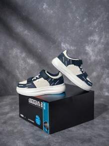 Zapatillas unisex, zapatos escolares para niños, zapatos deportivos casuales de estudiante, zapatos deportivos de color de contraste para actividades al aire libre, antideslizantes, zapatos para correr