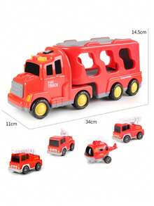 男孩幼儿玩具卡车，5合1汽车玩具，适合男孩和女孩，儿童玩具圣诞节生日礼物，带灯光和声音