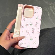 1 Pieza Funda de teléfono rosa con estampado de flores pequeñas, adecuado para teléfonos 11 / 12 / 13 / 14 / 15 / 16, sensación cómoda, antideslizante y anti-caída, mejor regalo para familia/amigos