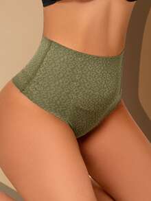 3 Pack Women's High-Waisted Shaping Thong Bodysuit With 4 Steel Bones Tummy Control & Back Support - Sculpting Waist Trainer Underwear In Tan Leopard Print Seamless Shapewear - màu xanh lá - Xem 3