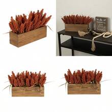 Planta De Bayas Artificiales De 9 En Macetero De Madera Marron De Design Ovation