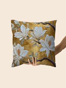 Chic & Golden Chinoiserie And Flowers Throw Pillow Cover, Perfect For Sofa, Bed, Car, Living Room, Office Decor | Machine Washable Polyester With Zip Closure,Multiple Sizes (Without Pillow Core)
