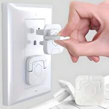 Copertura di protezione per prese elettriche standard americane - 10 prese con coperchio, copertura protettiva per prese di corrente, adatta per uso domestico, a 3 artigli quadrati con maniglia, colore bianco, elemento essenziale per la prevenzione di scosse elettriche domestiche