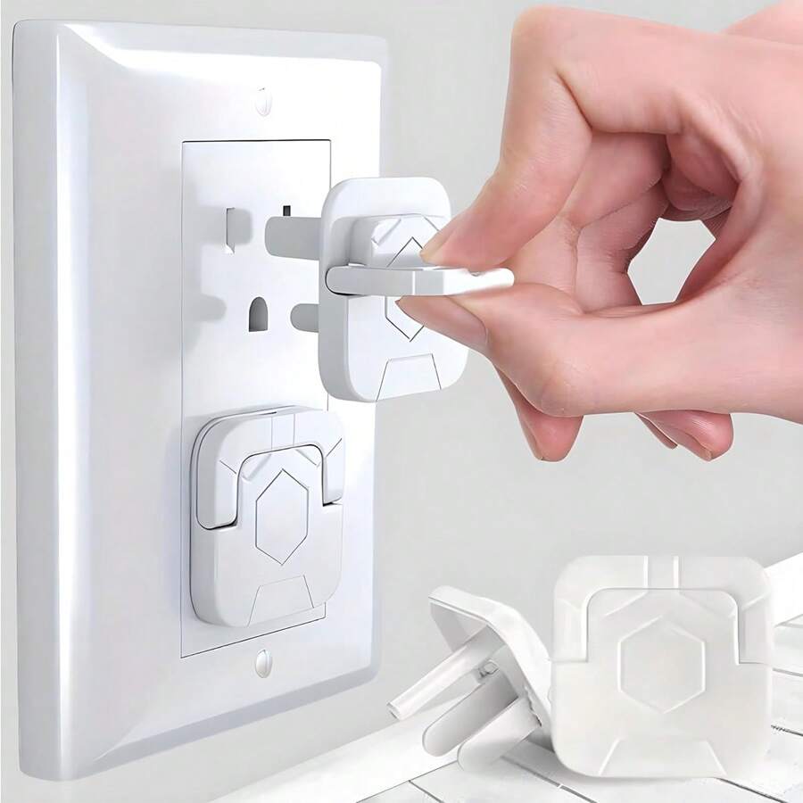 Copertura di protezione per prese elettriche standard americane - 10 prese con coperchio, copertura protettiva per prese di corrente, adatta per uso domestico, a 3 artigli quadrati con maniglia, colore bianco, elemento essenziale per la prevenzione di scosse elettriche domestiche