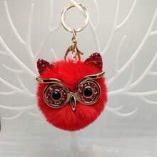 1pc/2pcs Cartoon Sequin Owl Imitation Rabbit Fur Ball Pendant For Women's Bags, Backpacks, Car Keychains, Small Gifts