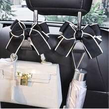 AD 1pc Car Seat Hanger With Bow Decor, Multifunctional Storage Hook For Vehicle Interior, Creative Accessory For Women - one-size - View 3