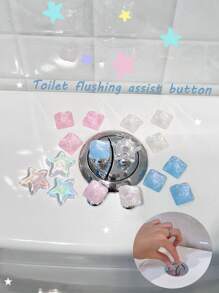 2 Pc Star-Shaped Square With A Fine Flash, An Auxiliary Button For Flushing The Toilet Tank, A Nail Art Enthusiast To Protect Their Nails, A Desktop, And A Standing Decoration For Car Interiors