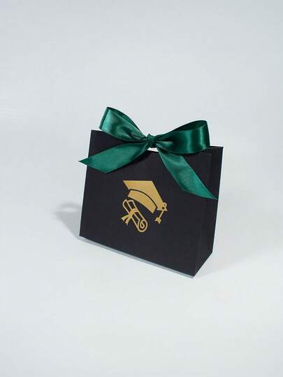 6 sztuk Minimalistyczny kapelusz doktora Mały prezent Torba pudełko na cukierki sezon ukończenia szkoły sezon ukończenia szkoły kapelusz kawalerski pudełko cukierków, Złoty kapelusz kawalerski Kreatywne pudełko prezentowe Wielokolorowa wstążka Czarne pudełko Pudełko cukierków