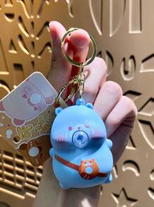 1 pièce Porte-clés suspenseur de sac à dos avec dispositif de soufflage de bulles, porte-clés de couple en forme de cochon mignon, petit cadeau