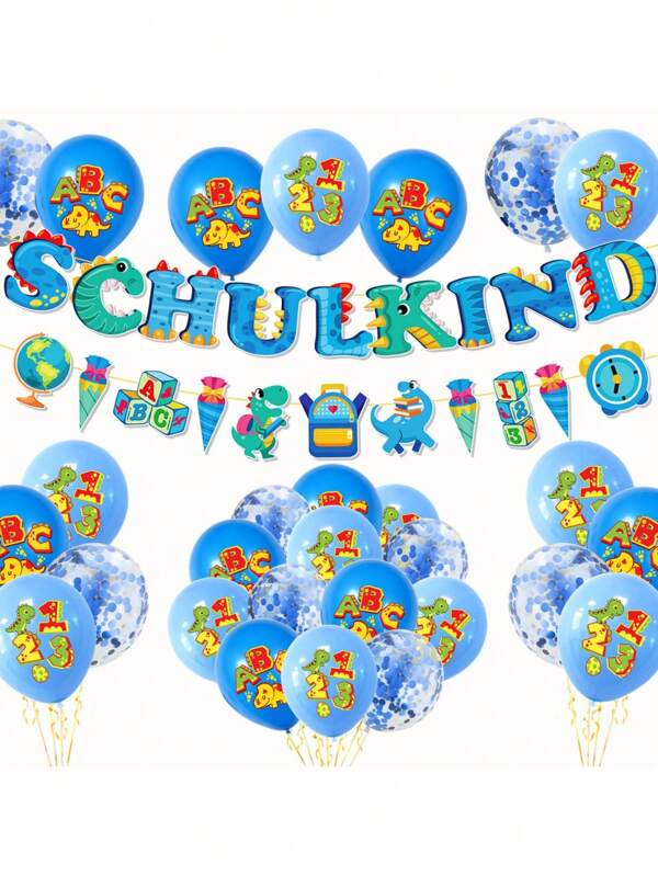 Cartoon Lässig Latex Schulanfang Party 12 Zoll Latex Ballon Set, deutsches Schul-Thema lustige Brille, Schüler Schulanfang Foto Requisiten, Party Deko Zubehör