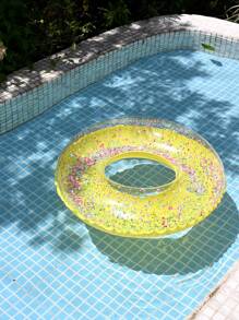 1pc Glitter Flower Inflatable Swimming Ring/Pool Float, Blue/Purple/Yellow, For Water Play And Pool Party