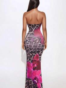 Sexy Hot Girl Halter Neck Strap Waist Leopard Print Suspender Skirt