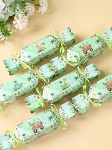 6 pièces Boîte-cadeau thème Licorne/Papillon rose violet/Jungle, boîte à bonbons en forme d'oreiller, décorations d'anniversaire, boîte de faveur de fête, boîte d'emballage-cadeau, boîte à gâteaux, boîte de biscuits au chocolat, thème véhicule d'ingénierie/petit éléphant/sirène, fournitures de fête de mariage, cadeaux de baby shower, cadeaux pour invités, emballage cadeau