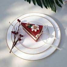 Soporte triangular para tartas, cajas para caramelos con lazo de flor, suministros de decoración para fiestas de cumpleaños y bodas, bolsas y cajas de embalaje para caramelos de boda