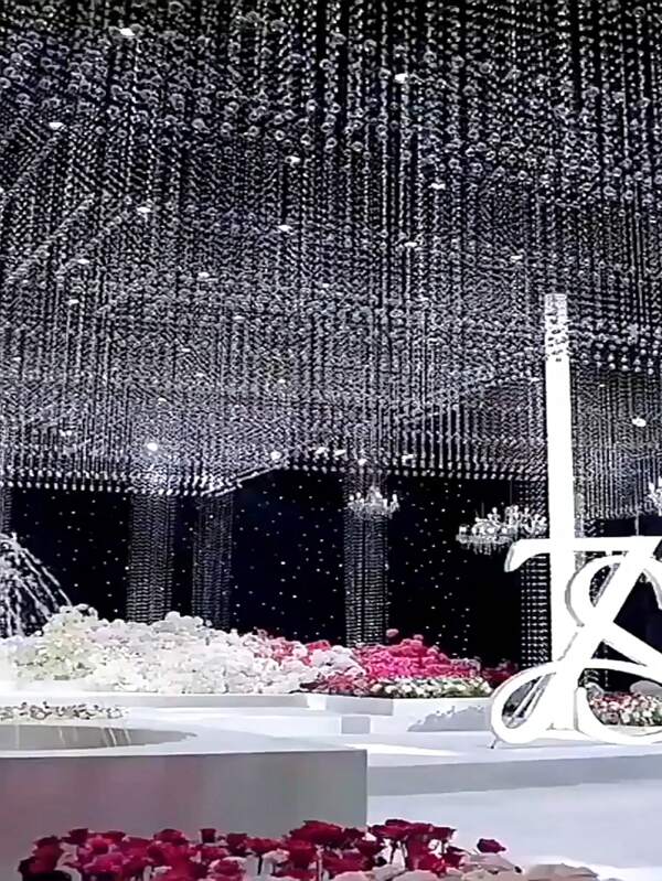 Acrylic Beaded Curtain, Wedding Crystal Beaded Backdrop, Stage Decor Hanging Accessories