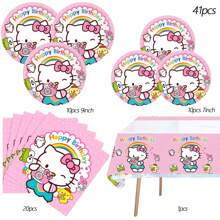 Sanrio 90pcs Sanrio Hello Kitty Party Supplies,Included Birthday Banner,Hanging Vortex,Plates,Napkins,Tablecloth For Hello Kitty Birthday Party Decorations,For Hello Kitty Party Decorations,Hello Kitty Birthday Party Decorations,Hello Kitty Party Decorations