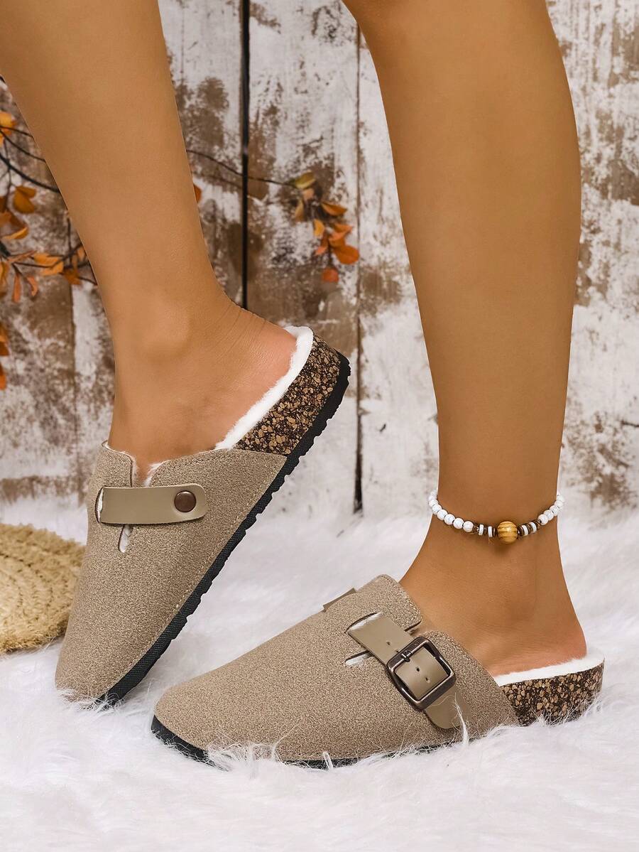 Damen & Teens Unisex Lässig einfarbige Wildleder Slip-On Pantoffeln, geeignet für Innen, Strand, Outdoor, einfaches Design