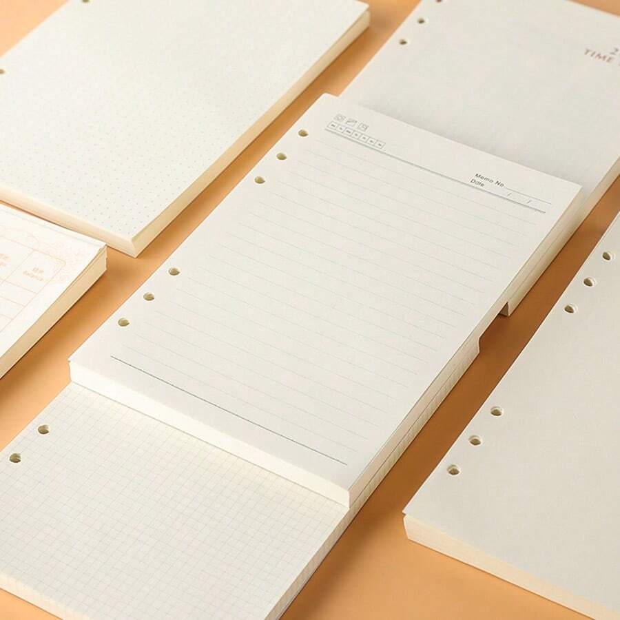 60 unidades/pacote de papel de recarga para caderno A5, folhas soltas grossas, substituição para caderno de estudante/escritório, papel de preenchimento com furos em branco com grade pautada A5