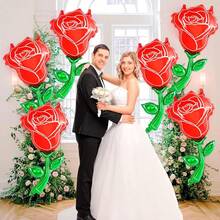 6szt. czerwonych balonów foliowych z różami, odpowiednich na Walentynki, wesele, zaręczyny, urodziny, rocznicę, dzień matki, dzień ojca, przyjęcie z okazji ukończenia szkoły