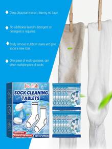 12 piezas/5g Pastillas efervescentes de limpieza para calcetines, limpian suavemente las manchas y olores rebeldes, mantienen los calcetines frescos
