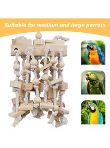 1 pieza Juguete para masticar para mascotas, juguete de bloque de madera natural para loros grandes y medianos como cacatúas, guacamayos, accesorios de rompecabezas y forrajeo para jaula de pájaros