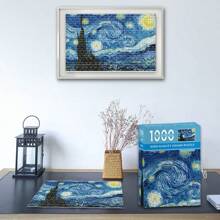 1000PCS Starry Night Puzzle, Decompression Mini Puzzle Toys With Jigsaw Pieces And Drawing Paper, Best Gift For Adults Artwork And Family Game - Starry Sky - Moonlight Hut - Dolphins - Ocean World Puzzle - High Difficulty Puzzle - Leisure And Stress Relief - Gifts