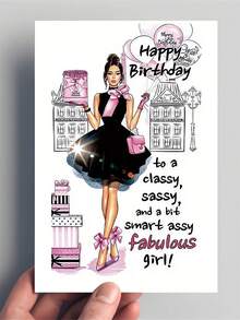 1PC Sassy Humorous Birthday Card With Envelope, Bold Funny Greeting Card For Women, Best Friend, Sister, Classy Adult Design For Birthday Celebrations, Unique Inspirational Gift