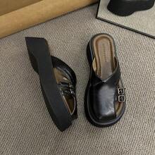 Soft-Soled Slippers For Women For Summer Wear 2025 New Leisure One-Piece Roman Flat-Soled Beach Shoes Temperament Baotou Slippers - Black - View 1