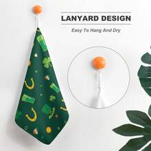 St. Patrick's Day Hanging Geometry Hand Towels 2PCS, Polyester Absorbent Fast Drying Fingertip Rags For Gym Bathroom Kitchen - Mixed Colors - View 6