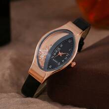 1pc Fashion Half-Lined Crystal Pave Rolling Ball Quartz Watch For Women