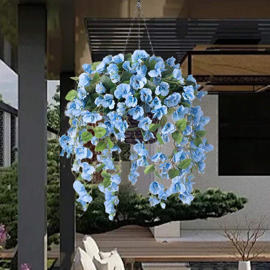 Artificial Flowers Colorful Hanging Hibiscus Flowers For Porch Patio Balcony Home Yard Decor