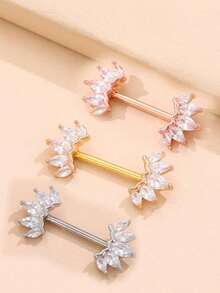 1pc Zirconia Labrym Nipple Piercing Jewelry - Gold - View 1